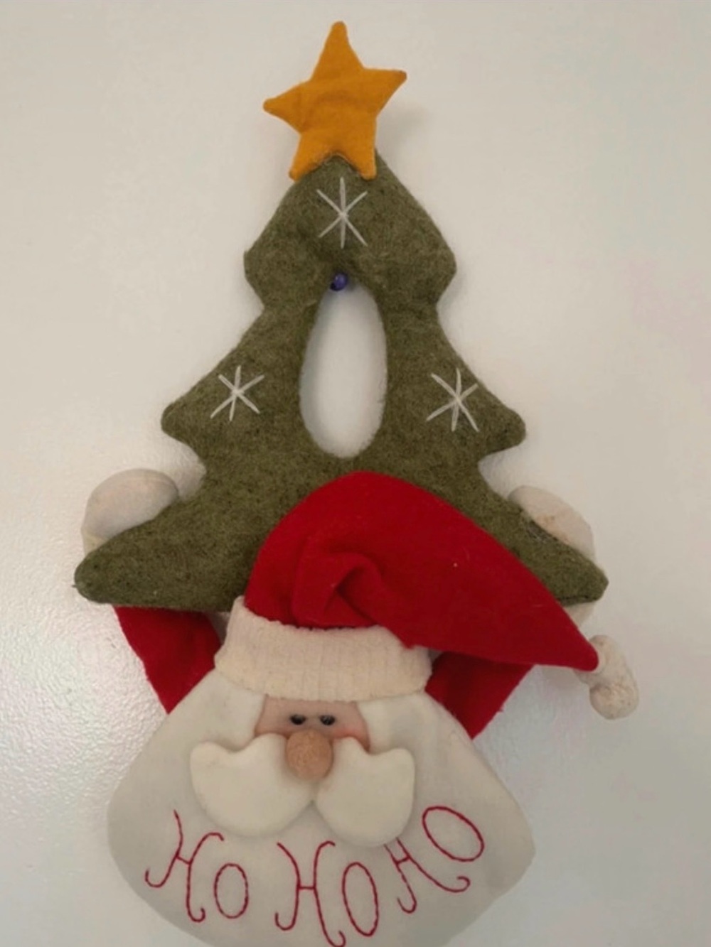 VTG Santa Ho Ho Ho Plush Door Hanger Decor